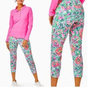 Lilly Pulitzer Luxletic Corso Crop Pant Soleil Pink Perfect Poppy Golf